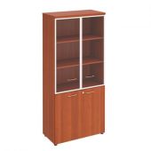 Шкаф для документов со стеклянными прозрачными дверьми в рамке ПТ-0783